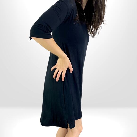 THREE DOTS A-line Knee Length Classic Black Dress - Picture 3 of 9